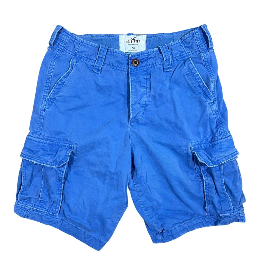 Vintage Y2K Hollister Cargo Shorts Men’s 30 Cotton Canvas Button Fly Blue Casual